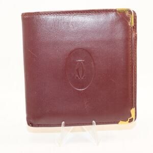Cartier Paris Bordeaux Leather Bifold Wallet | Gold Corners | Vintage
